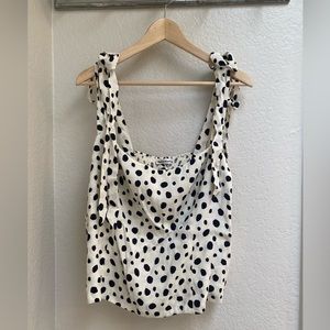 Reformation black and white dot top with adjustable tie straps